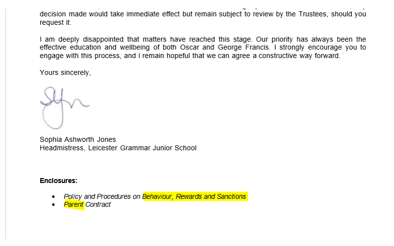 SAJ acknowledging treating O's medical conditions as Behavioural Issues as SAJ maintained Behaviour Reward Chart to remain and SAJ & SEN Resisted fiercely the Consultants Advice to have the Behaviour Reward Chart removed