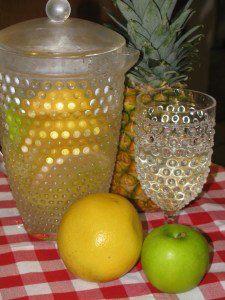 Photo: Pineapple, Grapefruit and Apple Water- 0 calories ~Frisky  Did you know both grapefruit and apple boost metabolism and curb your appetite? I love foods that help me with my weight loss journey and these two are big ones. Top that with water also curbing your appetite and you have a great refreshing drink that works for you!  Use your favorite kind of apple I used a Green Apple because I wanted to play up the tartness of the grapefruit, if you like your drinks more on the sweet side use a Sweet Crisp or Fugi and use the whole thing. You can also squeeze the pineapple as you add it in, it might add between 5-10 calories to each glass but that is nothing! You burn 5 calories drinking the glass of water!  Makes 1 big pitcher, you can re-fill 3-5 times  1/2 Grapefruit  1/2 Apple  1/2 of a Pineapple- fresh  Ice and Water- Fizzy water is good too, just skip the ice.  Cut the Grapefruit into medium sized slices, same with the apple and add into a pretty juice pitcher. Cut the pineapple into medium to thin slices, ideally you want to try and get all the slices about the same size. Add the pineapple squeezing a little if you want it sweeter, then top with 2 cups ice, top that with water and place in the fridge for 4 hours. Once you have enjoyed 1/2 of your pitcher of water re-fill it and you can repeat this as long as the flavor stays. ~Frisky