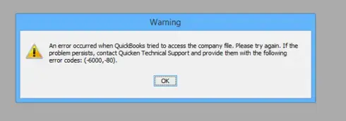 QuickBooks Error Code -6000, -80 - Screenshot