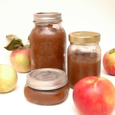 Photo: Crockpot Apple Butter :)  (makes about 2 quarts)  Apples – whatever fits in your crock pot, about 10 lbs of apples (I had about 20 apples, all different varieties – added in two batches) 2-3 cinnamon sticks 1 t freshly grated nutmeg 1 t ground cloves 1 – 2 cups apple cider sugar to taste (optional) Dump all ingredients into the crock pot & turn on low for about 8 -10 hours. Add more apples at that point if you want (this will add about 8 hours). Cook on low for another 8 -10 hours or so. Remove your cinnamon sticks – if you used a more tart apple, add sugar (1/4 cup at a time) to taste. Mine ended up cooking for about 36 hours because I wanted it nice and cooked down, this is kind of up to you though. It needs at least 16 hours but can go up to 48 probably!  For the last 2 hours or so: prop the lid of the crock pot and let the extra moisture continues to evaporate until you get the desired texture.  Place into jars :) ~Frisky