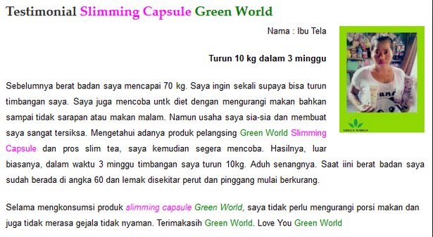 Obat Pelangsing Slimming Capsule Green World