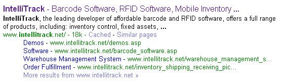 IntelliTrack search result