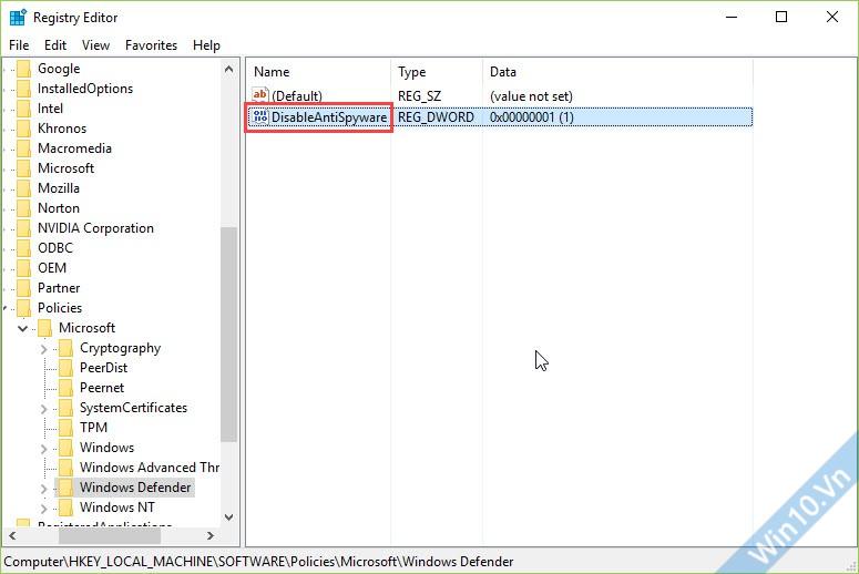 DisableAntiSpyware
