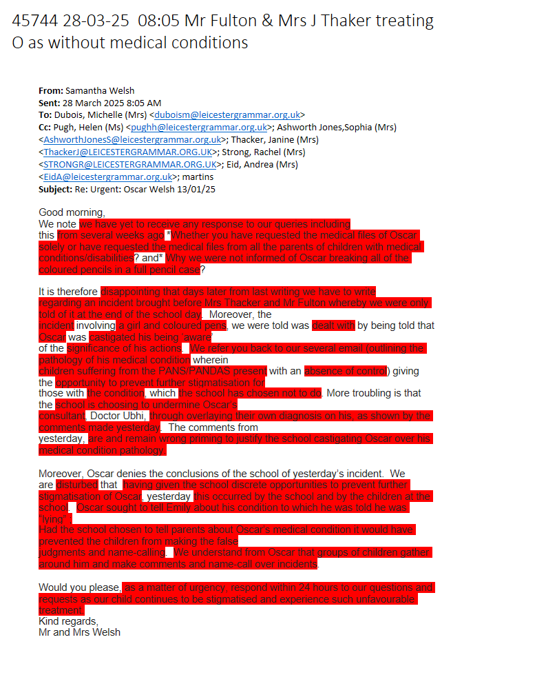 45744 28-03-25 08:05 Mr Fulton & Mrs J Thaker treating O as without medical conditions