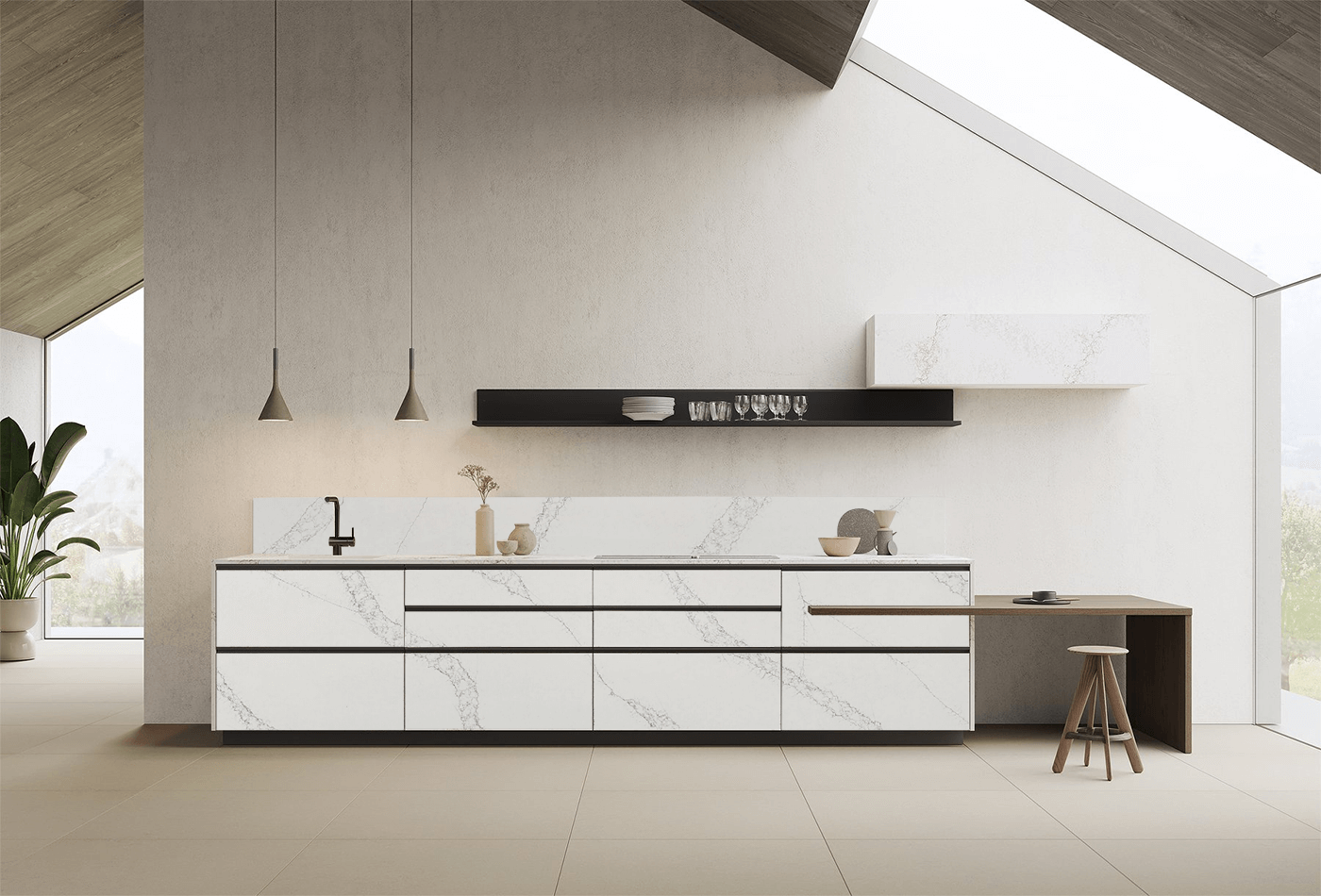 Lets Try Out Marble Backsplash for Ocean Arctic Quartz Counter