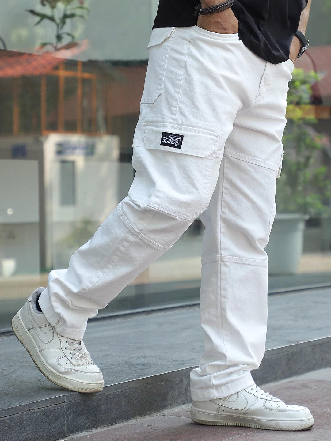 Terminator White Baggy Fit Denim Cargo