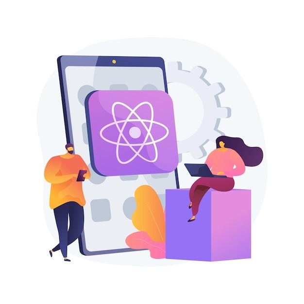 React native mobile app abstract concept   illustration. cross-platform native mobile app development framework, javascript library, user interface, operating system