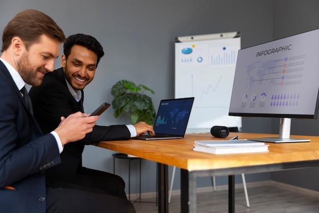 Business person looking at finance graphs