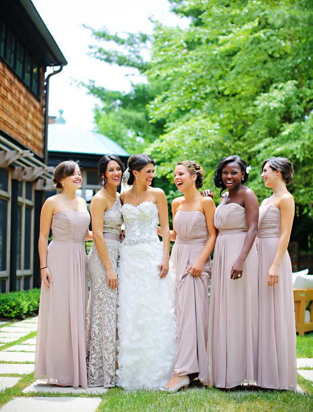 ruffled dusty pink mismatched bridesmaid dresses ideas