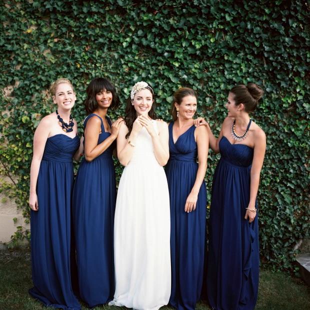 dark blue mismatched bridesmaid dresses long