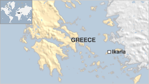 Map showing Ikaria
