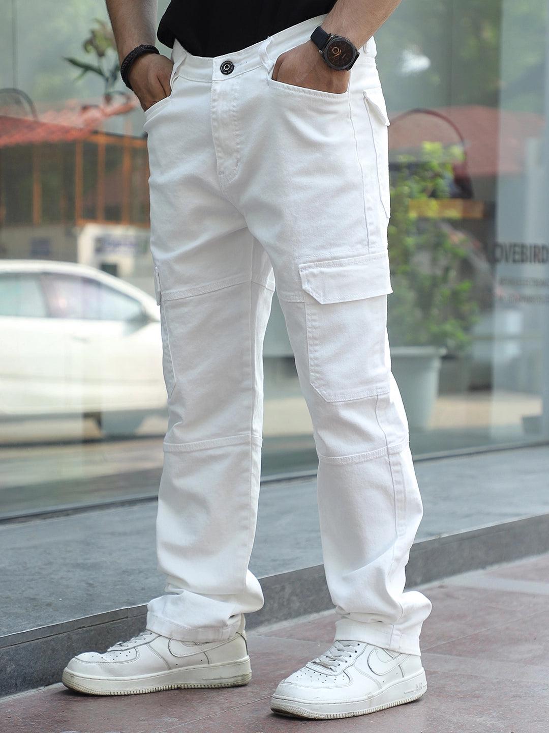 Terminator White Baggy Fit Denim Cargo