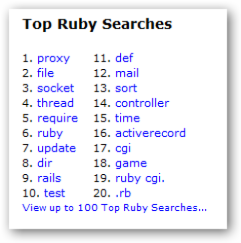 Top Ruby Searches 1. proxy, 2.file, 3.socket