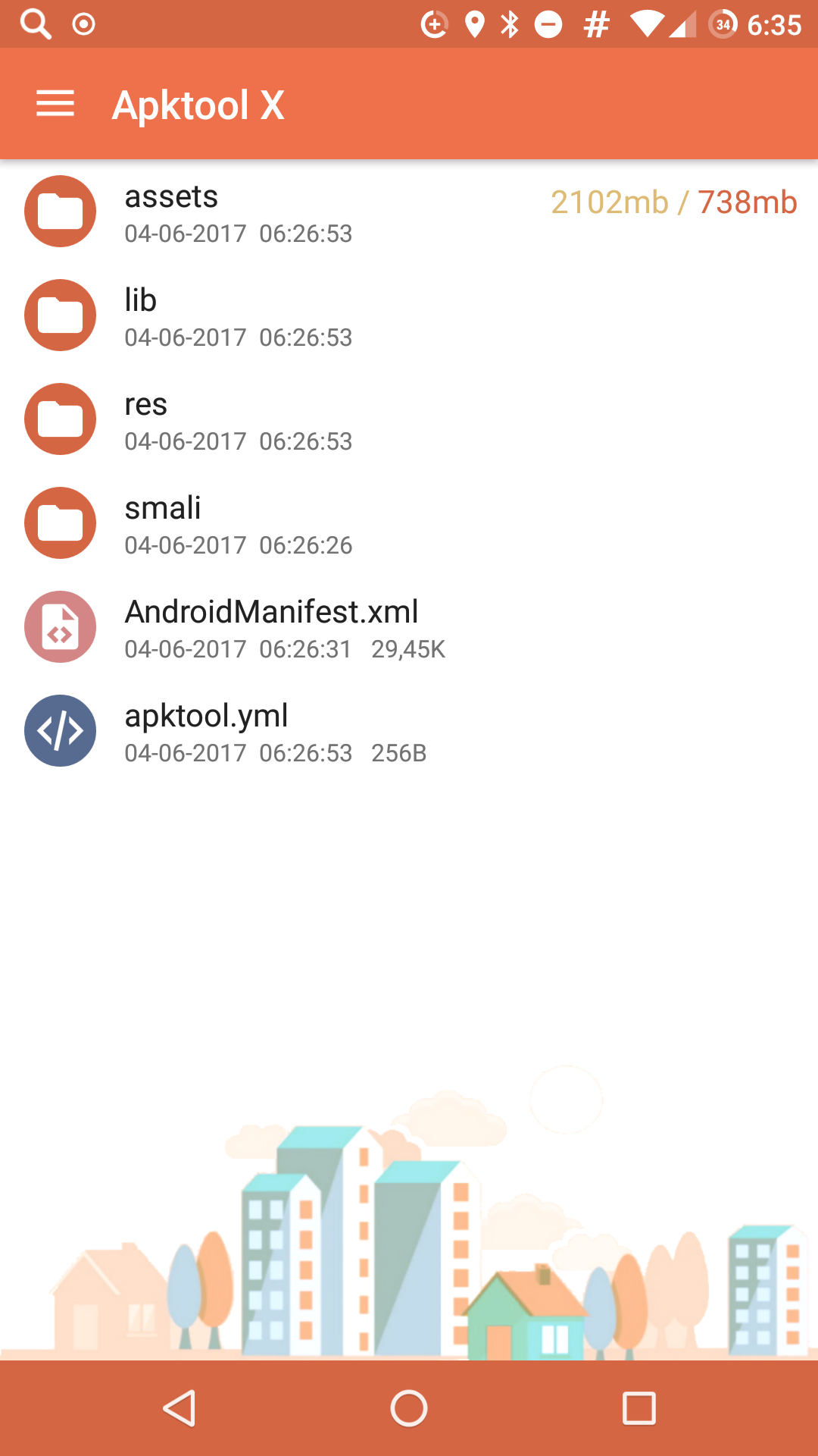 Распакованное приложение и содержимое файла AndroidManifest.xml