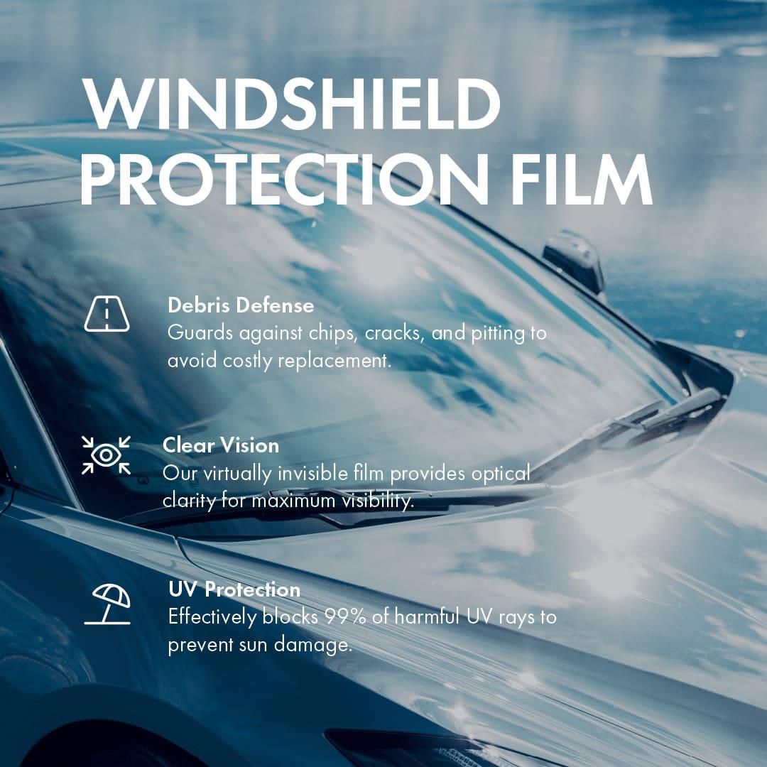 Windshield protection film: Road ahead.