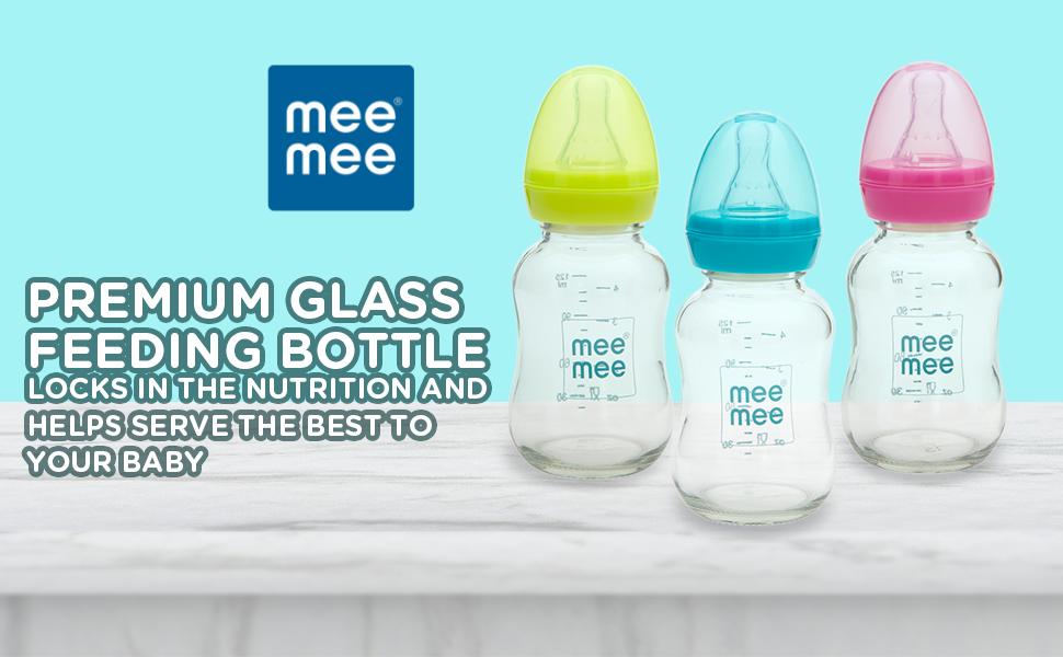 Buy Mee Mee Premium Glass Feeding Bottle, Blue, 120ml Online at Low Prices  in India - Amazon.in