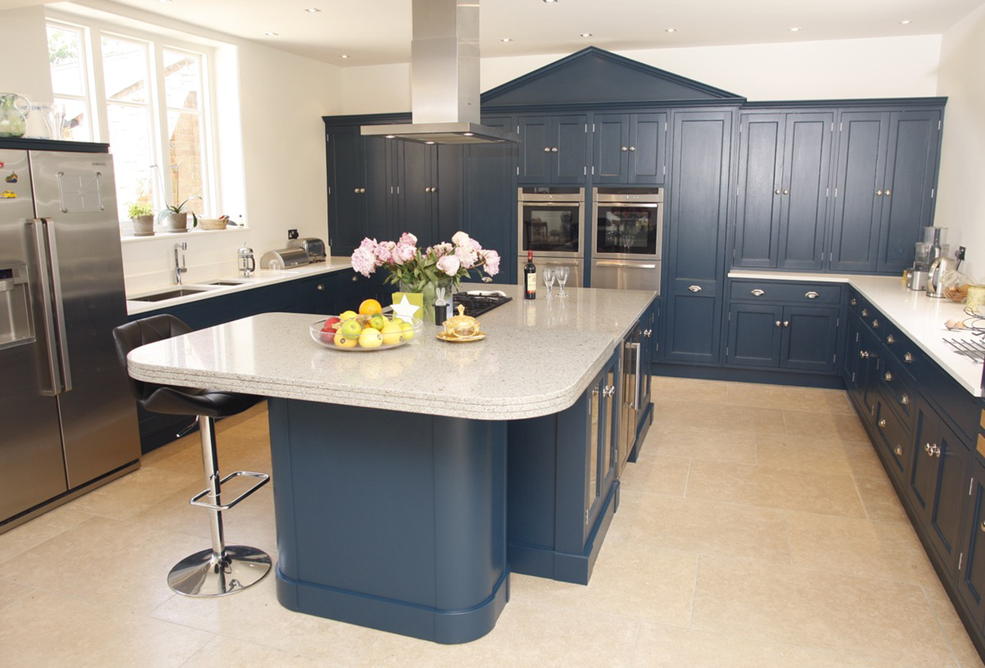 blue kitchen island