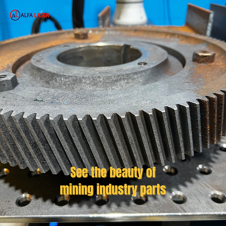 Rusty industrial machinery component ready for laser cleaning and laser rust removal by alfa laser cleaning machine