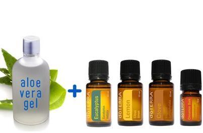 Photo: Alcohol-Free Homemade Hand Sanitizer Fight Flu Season :)  Start with a recycled hand sanitizer bottle or liquid soap bottle Fill it 2/3 of the way with water Add 1 Tablespoon of aloe vera gel 10 drops each of the following oils: lemon, cinnamon, eucalyptus and clove bud. Top off the bottle with water and shake it up. Spray onto hands (3-5 sprays) and massage the spray into hands for 5-10 seconds. ~Frisky