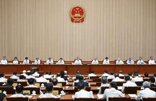 Réunion de clôture d’une session du Comité permanent de l’Assemblée nationale populaire, à Pékin, le 1ᵉʳ septembre 2023.