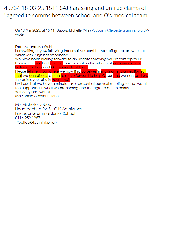 45734 18-03-25 1511 SAJ harassing and untrue claims of