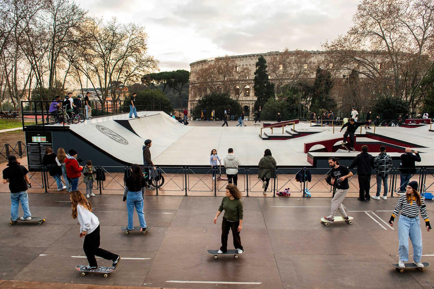 Rome city officials praise the new skatepark near the Colosseum as the skatepark with the best view in the world.