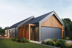 This may contain: a house with two garages on the side of it
