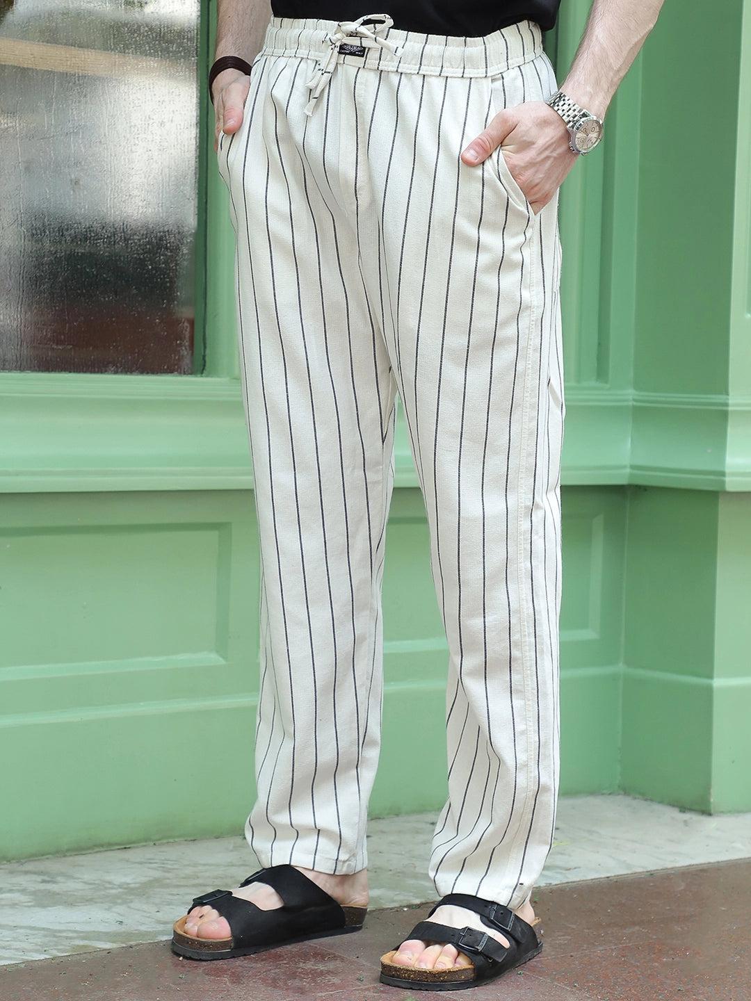 Oatmark Off White Stripe Trouser