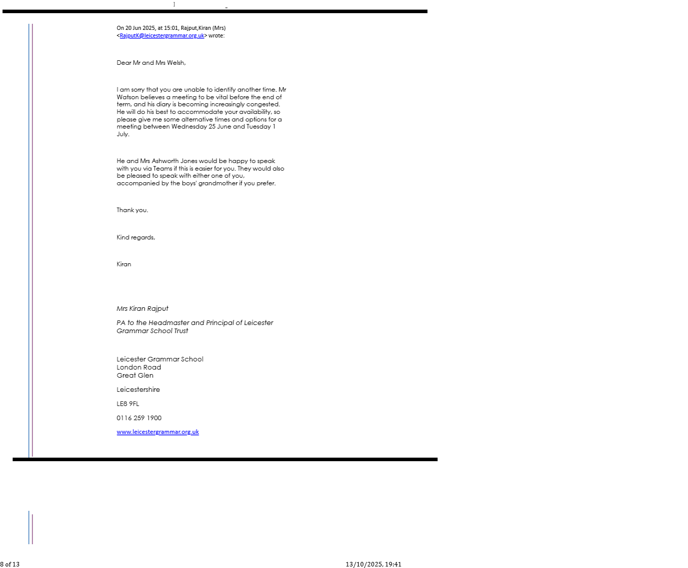 45828 20-06-25 15:01 from John Watson