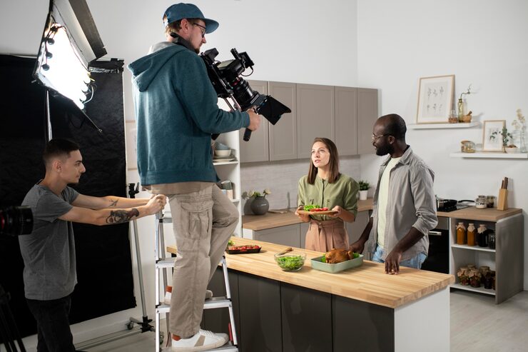 Man filming with a professional camera
