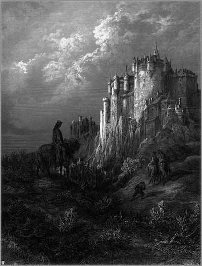 Camelot – w legendach arturiańskich był to zamek zamieszkiwany przez Króla Artura i jego żonę Ginewrę oraz doradcę króla - Merlina. W zamku znajdowała się komnata z Okrągłym Stołem, wokół którego zbierali się Rycerze Okrągłego Stołu. Fot. za wikipedia.org