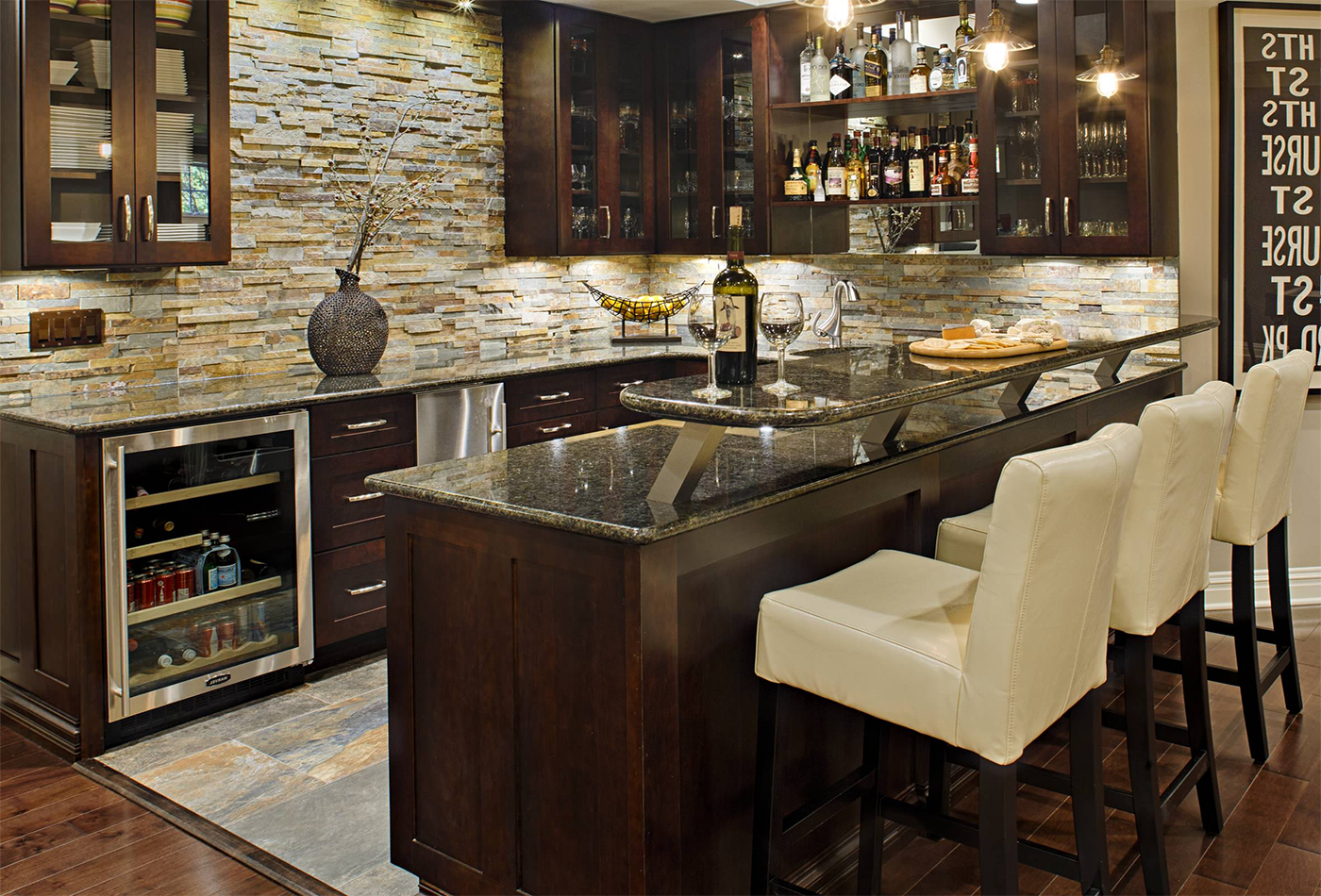 transitional home bar