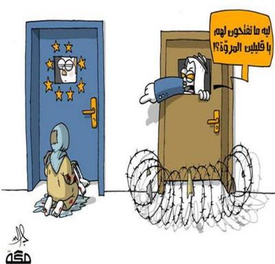 Arab, zabarykadowany za zamkniętymi drzwiami, pyta Europę: “Dlaczego nie otwieracie im drzwi, małoduszni ludzie?”  (Makkah, Arabia Saudyjska, 1 wrzesnia 2015)