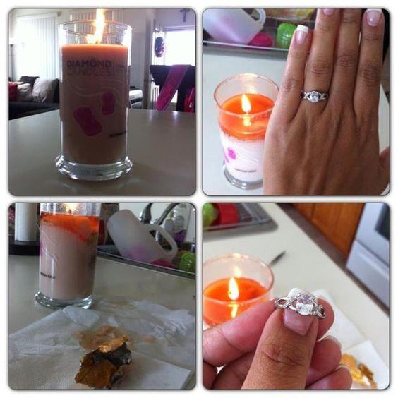 candles with rings in them