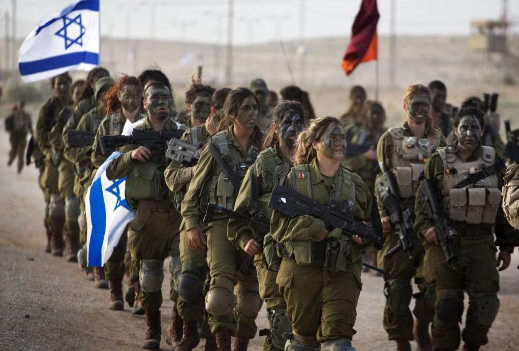 Israeli female soldiers of the 33rd Caracal Battalion. In Israel women are also conscripted to join the military along with men