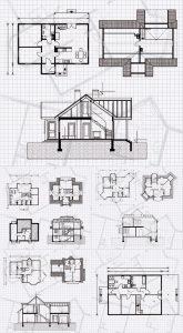 مجموعة مخطاطات هندسية لمنازل قابلة للتعديل
