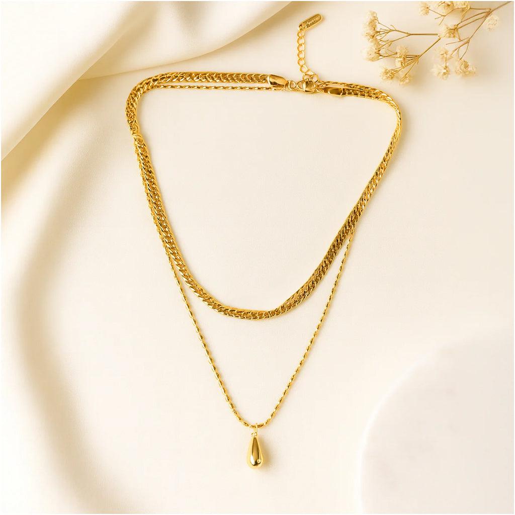 Golden Tear - Layered Chain Necklace
