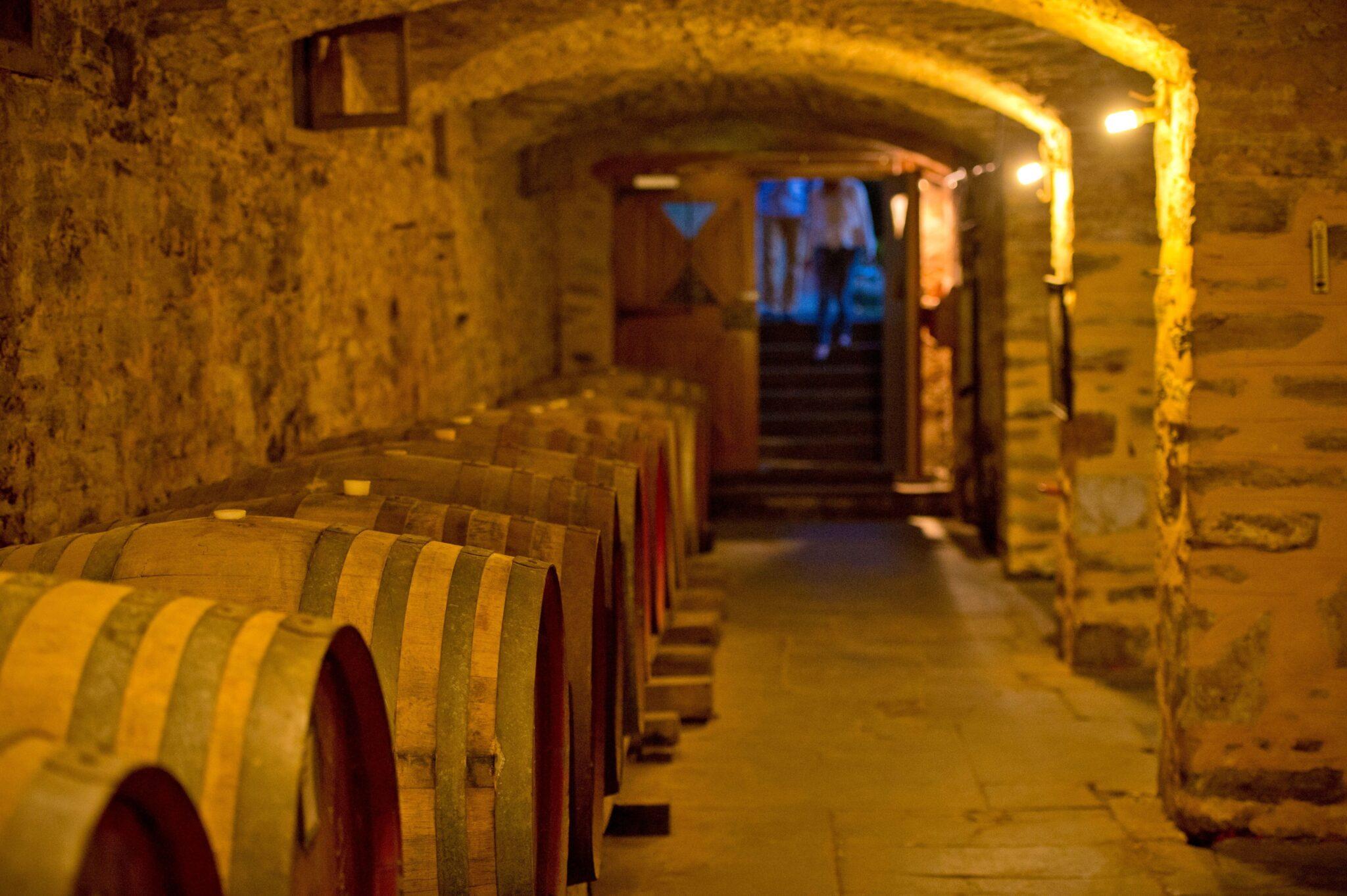 Rustic wine cellar with wooden barrels, showcasing the charm of Barossa Valley winery tours, wine tasting, and private wine tours.