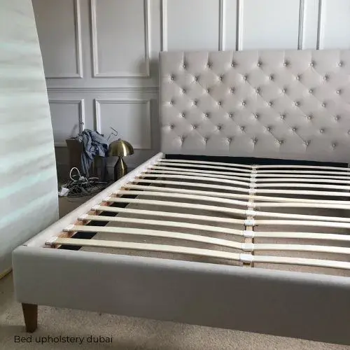 Elegant tufted upholstered bed frame with tall headboard in Dubai