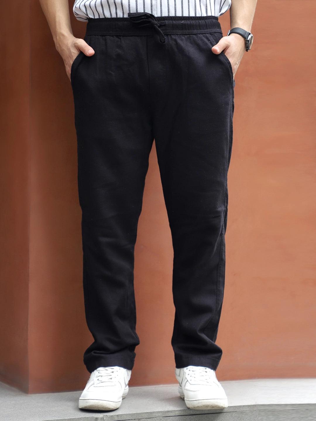 Basklin Black Cotton Trouser
