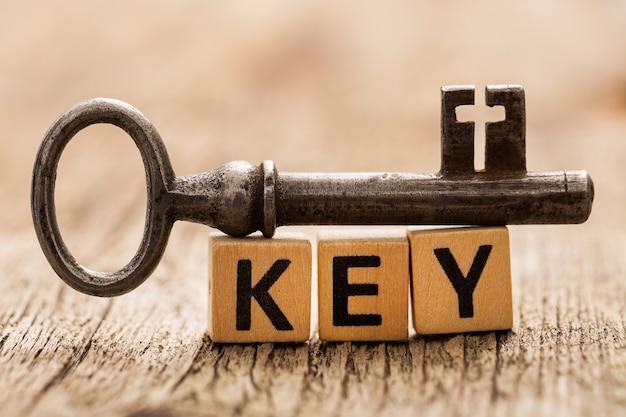 Toy bricks on the table with word key