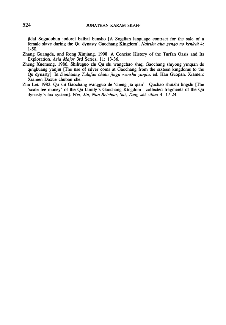 Page 524 of The Sogdian Trade Diaspora in East Turkestan during the Seventh and Eighth Centuries