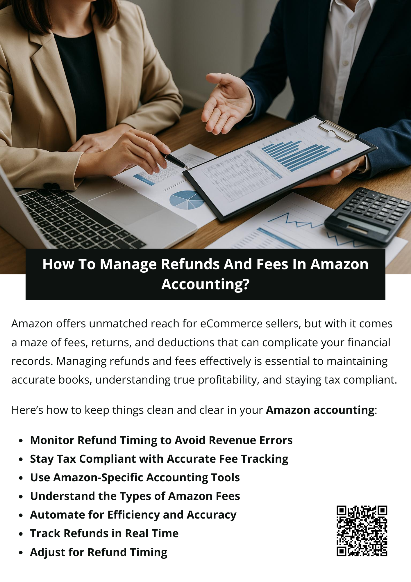Managing refunds and fees in Amazon accounting is all about detail and timing. With the right tools and processes, you can keep your books accurate, understand your true profit margins, and make better financial decisions. Don’t rely on estimates—track every penny Amazon charges or returns to stay in control of your business finances. To know more visit here https://www.straighttalkcpas.com/accounting-services/ecommerce/amazon