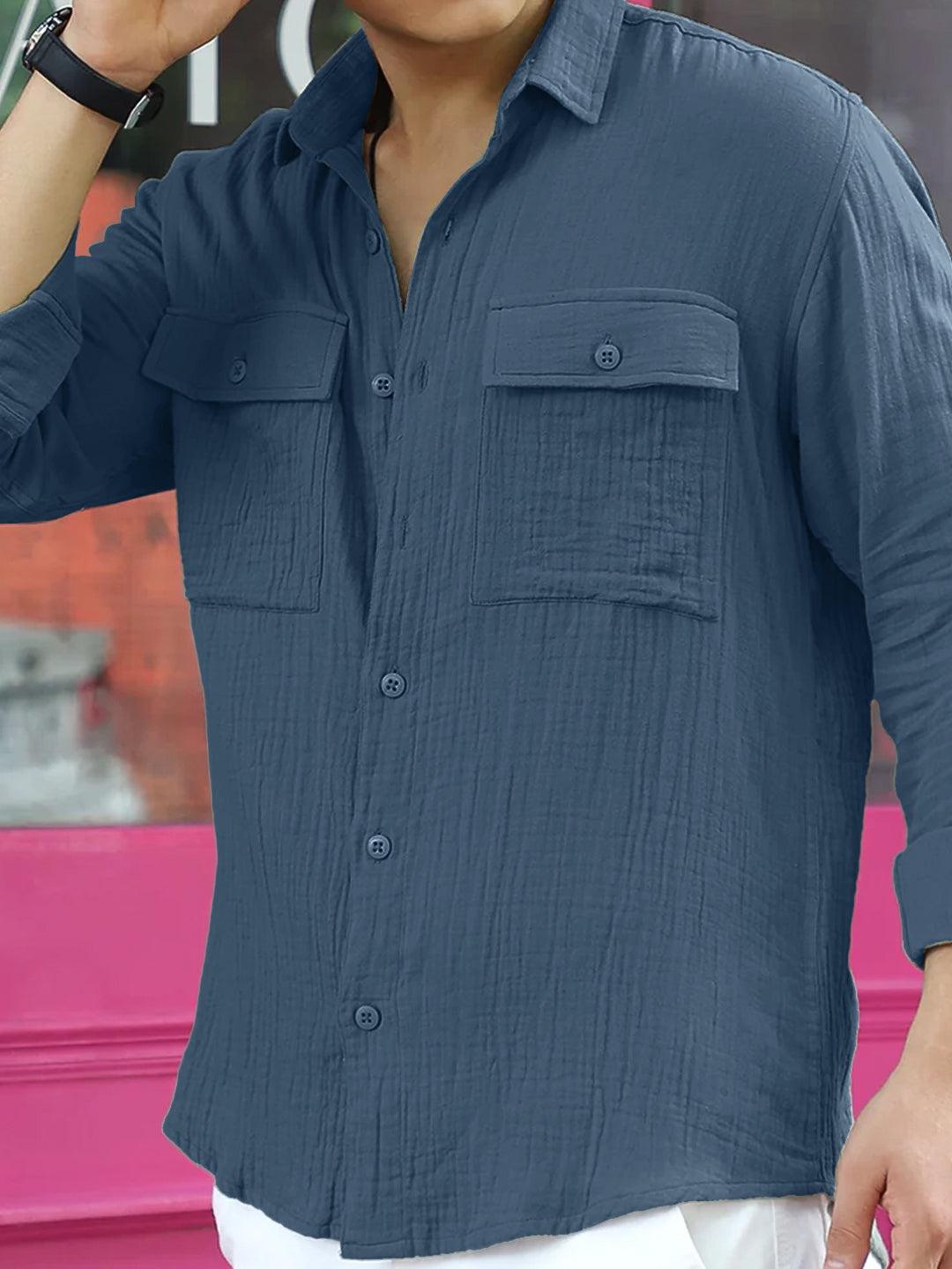Vero Vibe Lucas Double Clothe Yale Blue Shirt