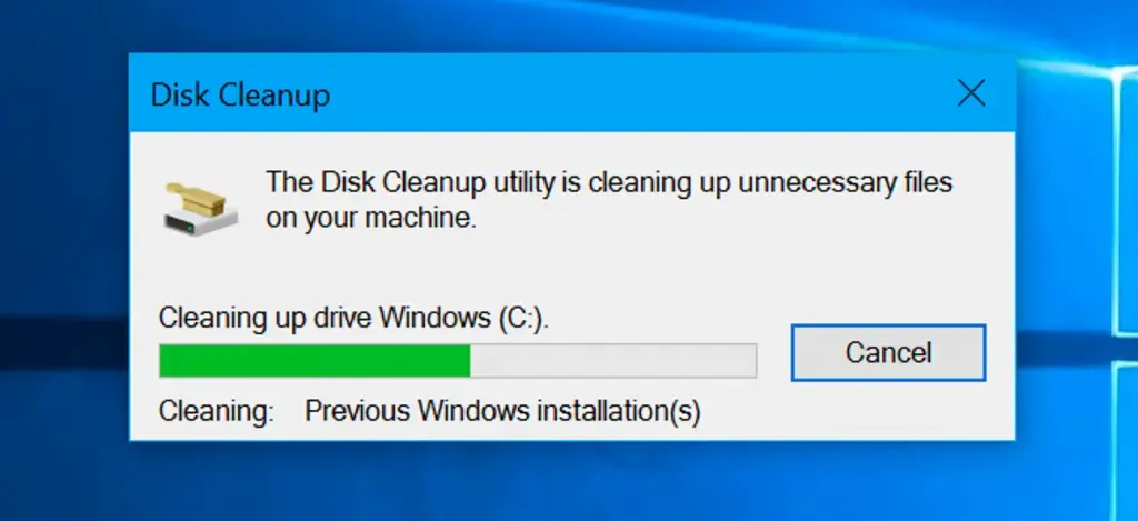 Cleaning up drive Windows - Screenshot Image