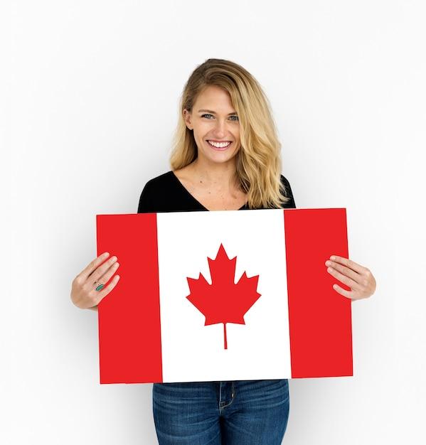 Woman Hands Hold Canada Flag Patriotism