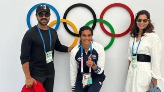 PV Sindhu gives Ram Charan, Upasana tour of Paris Olympics, plays with their dog Rhyme. Watch