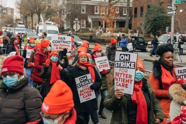 Nurses marched on picket lines at Montefiore Medical Center in the Bronx starting on Monday after negotiations with the hospital administration stalled over the weekend.