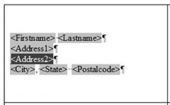 Figure 13: Selecting the Address2 field to create a section